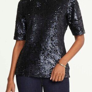 Ann Taylor Sequin Elbow Sleeve Top